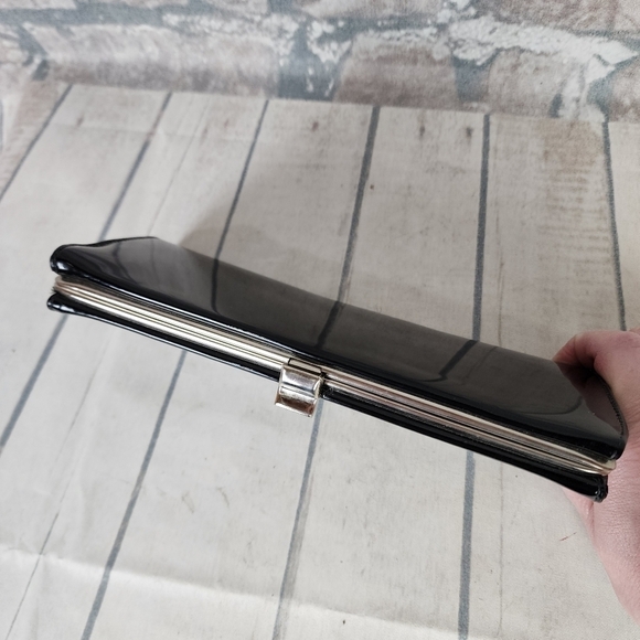 Vintage 50s/60s Black Patent Rectangle Clutch Purse - Picture 9 of 16